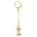 Porte-clés doré avec pendentif lettre H serti de zircons cubiques scintillants - Lettre I Or Porte-clés