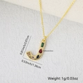 Gold letter J pendant necklace with colorful zircon stones and size specifications - Gold J / Pendant Only (Without Chain)