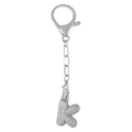 Porte-clés lettre K argenté avec incrustation de zircone et fermoir mousqueton - Lettre K Argent Porte-clés