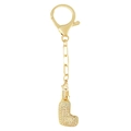 Porte-clés doré avec un pendentif en forme de lettre L serti de pierres de zircon brillantes - Lettre L Or Porte-clés