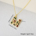 Golden letter M pendant necklace with colorful cubic zirconia and thin bead chain - Gold M / Pendant Only (Without Chain)
