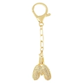Porte-clés lettre M doré avec sertissage en zircon étincelant pour sacs à main - Lettre M Or Porte-clés