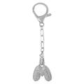 Porte-clés lettre M argenté serti de cristaux avec boucle fer à cheval polie - Lettre M Argent Porte-clés