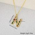 Gold letter N pendant necklace with colorful cubic zirconia and thin gold chain - Gold N / Pendant Only (Without Chain)