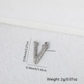 Pendente lettera V in acciaio inossidabile argento con trama corteccia e misure - Argento V