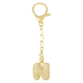 Porte-clés lettre N plaqué or avec cristaux de zircon scintillants et fermoir mousqueton - Lettre N Or Porte-clés