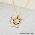 Gold round initial pendant necklace with multicolored cubic zirconia and 2g weight - Gold O / Pendant Only (Without Chain)