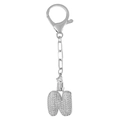 Porte-clés lettre N argentée scintillante avec zircone cubique pour sacs - Lettre N Argent Porte-clés