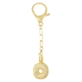 Porte-clés doré doté d'un pendentif rond serti de cristaux brillants en forme de donut - Lettre O Or Porte-clés