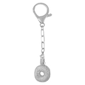 Porte-clés pendentif rond argenté avec pavage étincelant de zircons cubiques - Lettre O Argent Porte-clés