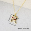 Gold letter R pendant necklace with colorful cubic zirconia stones and size specs - Gold R / Pendant Only (Without Chain)