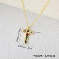 Colorful zircon letter T pendant in gold-plated copper with precise dimension details - Gold T / Pendant Only (Without Chain)