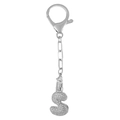 Porte-clés lettre S en argent avec zircons étincelants et grand fermoir mousqueton - Lettre S Argent Porte-clés