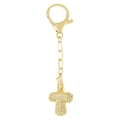 Porte-clés lettre T dorée orné de zircons brillants pour décor de sacs à main - Lettre T Or Porte-clés