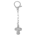 Porte-clés lettre T argenté orné de zircons cubiques brillants sertis en pavé - Lettre T Argent Porte-clés