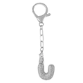 Porte-clés lettre J en argent orné de cristaux de zircone cubique étincelants - Lettre U Argent Porte-clés