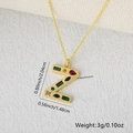 Golden letter Z pendant necklace with colorful cubic zirconia and a slim cross chain - Gold Z / Pendant Only (Without Chain)