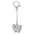 Porte-clés lettre W argenté avec cristaux pavés et fermoir mousqueton robuste - Lettre W Argent Porte-clés