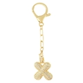 Porte-clés doré avec pendentif en forme de croix serti de pierres en zircone cubique - Lettre X Or Porte-clés