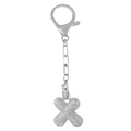 Porte-clés lettre X argenté glacé avec pavé de zircone pour sacs à main - Lettre X Argent Porte-clés