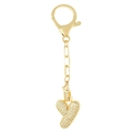 Porte-clés doré avec pendentif lettre Y et zircons cubiques sertis en pavé clair - Lettre Y Or Porte-clés