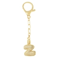 Porte-clés lettre N dorée orné de zircons cubiques scintillants pavés de haute qualité - Lettre Z Or Porte-clés