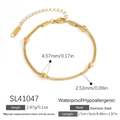 18K gold plated stainless steel snake chain bracelet with polished metal beads - Mesh Chain Bead Style (SL41047)