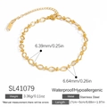 Bracelet chaîne serpent minimaliste en acier doré avec breloque étoile et dimensions - Bracelet Fine Chaîne Simple Or (SL41079)