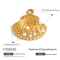 Colgante de concha dorada con estrella de mar y perla en acero inoxidable resistente - Estilo Concha De Estrella De Mar (PJ92626)