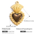 Golden stainless steel heart jellyfish pendant with brown stone and crown design - Dark Brown Heart Style (PJ92533E)