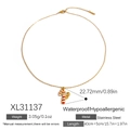 Stainless steel candy cane pendant necklace with red and white enamel for Christmas - Red White Stripe Candy Cane Necklace (XL31137)