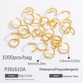 1000pcs 6mm golden stainless steel open jump rings for DIY jewelry bracelet connector - 6mm Jump Rings (PJ91610A)