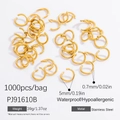 5mm 18K gold-plated stainless steel open jump rings for DIY jewelry making, 1000pcs set - 5mm Jump Rings (PJ91610B)