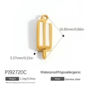 Colgante de helado de acero chapado en oro 18K con esmalte blanco y aro de colgar - Colgante de Polo Dorado Raya Blanca (PJ92720C)