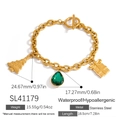 Christmas gold stainless steel chain bracelet with tree and gift box charms - Christmas Charm Gold Chain Bracelet(SL41179)