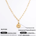 Gouden roestvrijstalen ketting met een hanger van de maan en sterrenbeeld - Ster Munt Paperclipketting Stijl (XL31324)