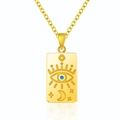 Collar de acero inoxidable chapado en oro de 18k con colgante de tarot y ojo turco - Estilo de Carta Cuadrada de Mal de Ojo de Astrología (N2144-GO)