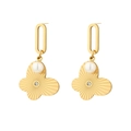 Mehrlagige goldene Schmetterlings-Ohrringe mit edlen Perlen und funkelnden Kristallen - Schmetterling Perle Hängeohrringe (E1073)
