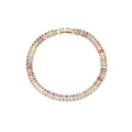 Détail du bracelet en zircons colorés avec placage doré et fermoir de sécurité - Bracelet Or Zircon Baguette Coloré (B2246)