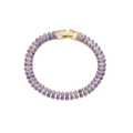 Détail du fermoir doré et des zircons violets sur un élégant bracelet en cuivre - Bracelet Or Zircon Rectangle Violet (B2251)