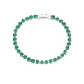Vista dettagliata del bracciale tennis con zirconi verdi irregolari e chiusura - Stile Tondo Verde (B2248-ST-G)