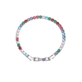 Bracelet tennis arc-en-ciel en zircon coloré avec fermoir argenté et sertissage à griffes - Bracelet Argent Zircon Coupe Ronde Multicolore (B2250)