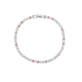 Détail de zircons colorés en taille marquise et fermoir pliable sur un bracelet argenté - Bracelet Argent Zircon Marquise Coloré (B2247)