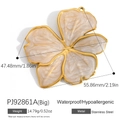Big golden stainless steel flower pendant with white enamel finish and waterproof coating - Large Five-Petal Flower Pendant - White (PJ92861A Big)