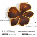Large 18K gold-plated stainless steel flower pendant with brown amber-style resin - Large Five-Petal Flower Pendant - Dark Brown (PJ92861B Big)