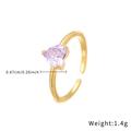 Bague cœur dorée ajustable avec pierre de zircon violette de 0,67 cm, poids 1,4 g - Style Cœur Doré Strass Violet (R756-GO-P)