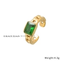 Anello dorato a catena con smeraldo rettangolare e indicazioni di peso e misura - Stile Catena Dorata Pietra Verde (R757-GO-G)
