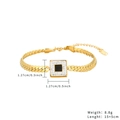 18K gold plated titanium steel square pendant bracelet with crystals and black enamel - Gold Square Black Stone Zirconia Style (B2403-GO)