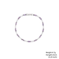 Detailansicht des luxuriösen Zirkonia-Armbands mit lila Steinen und Größenangaben - Violett und Weiß Rechteck Edelstein Stil (B2437-ST)
