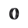 Macro di anello da uomo in tungsteno nero con bordi smussati e finitura industriale lucida - Stile Industriale Smussato Nero (R669-BL)